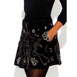 Free People Quetzal Studded Mini Skirt Black size 6